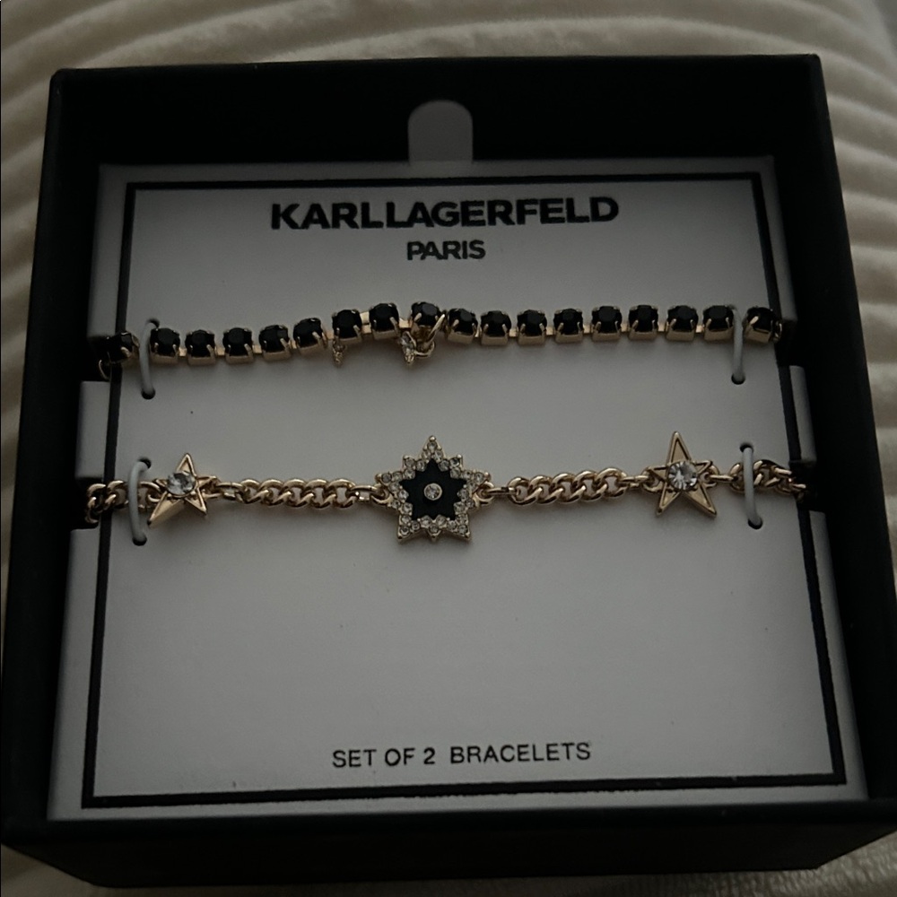 Karl Lagerfeld Paris Set of 2 Gold & Black Bracelets